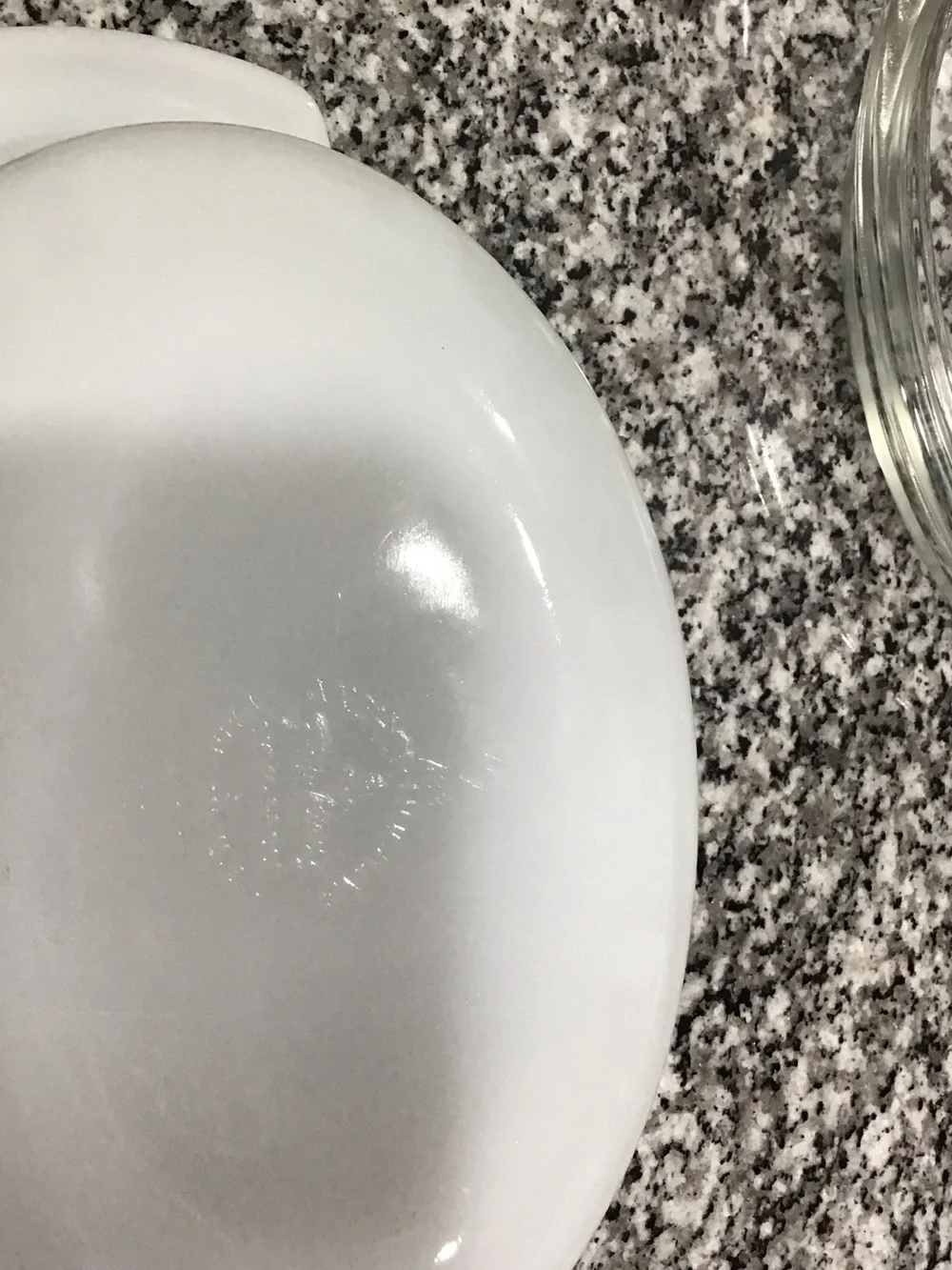 Pyrex White Casserole Dish with Green Floral Band and Clear Lid